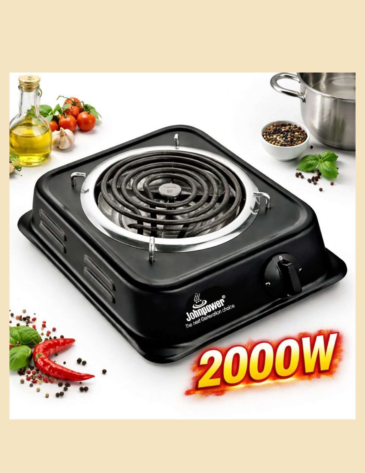 johnpower 2000w Black Hotplate-17 Electric Cooking Heater-picture-35