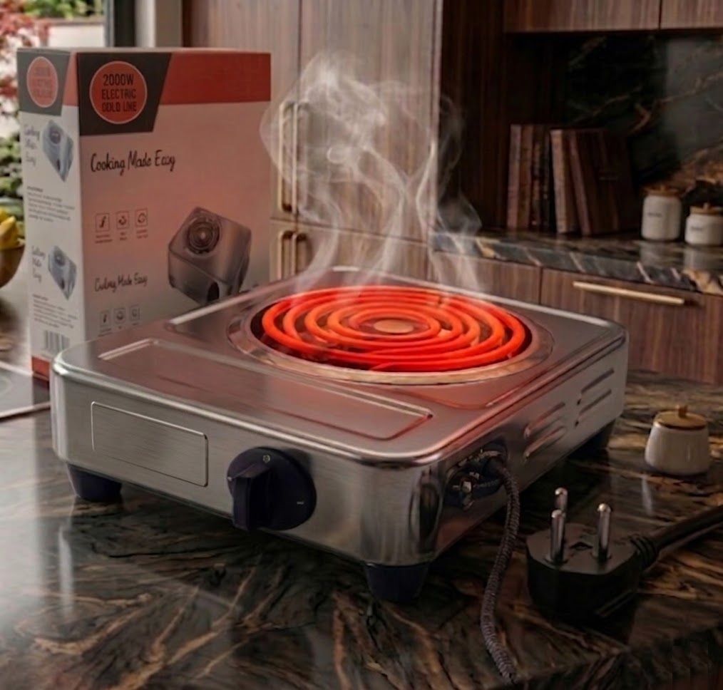 2000 Watts Round Radiant Grill Single Burner G-Coil Hot Plate Cooktop Cord Stove Electric Cooking Heater-image-9