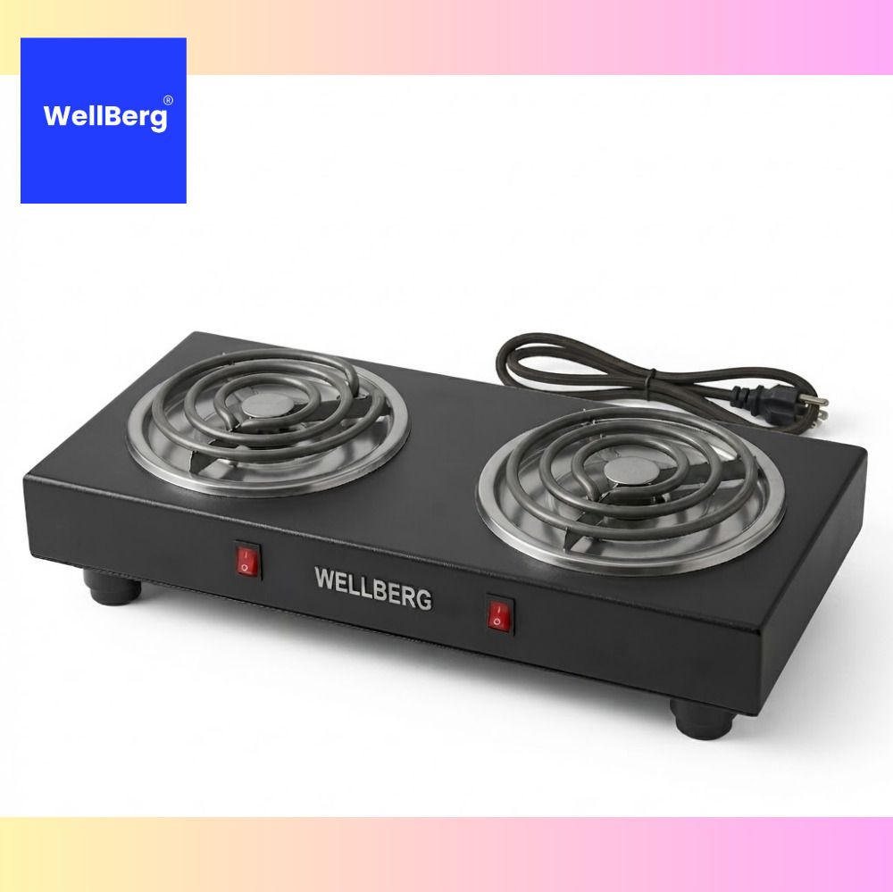 wellberg Double Electric Hot Plate 2000W Dual Burner Cooktop with Separate Switches Electric Cooking Heater-picture-2