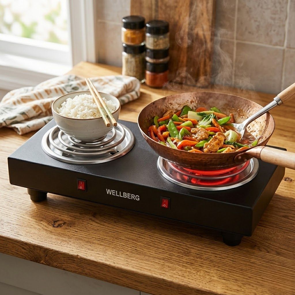 wellberg Portable 2000W Electric Double Hot Plate for Slow Cooking Use Electric Cooking Heater-picture-19