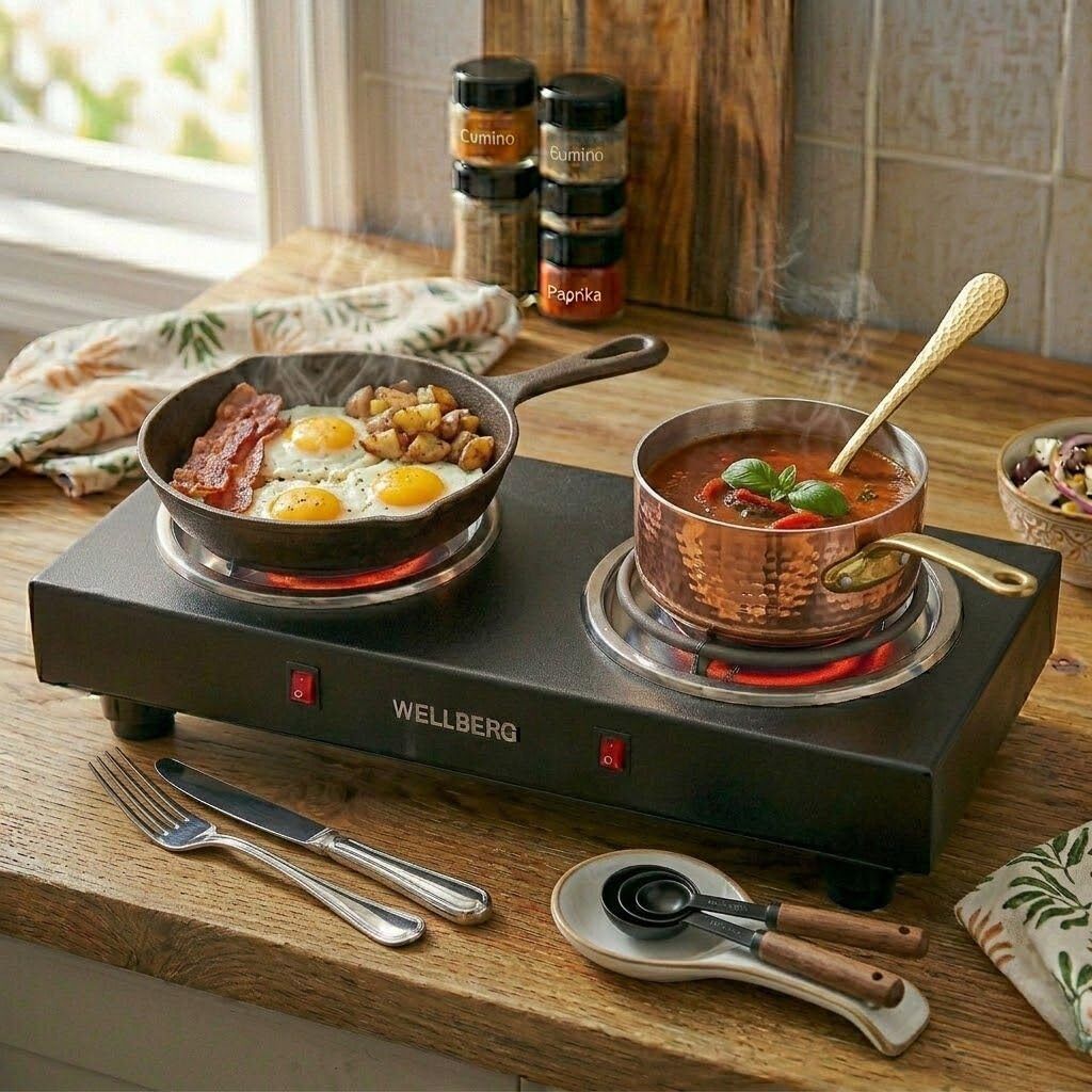 wellberg Double Hot Plate 2000W Dual Burner Electric Stove with Separate Switches Electric Cooking Heater-picture-41