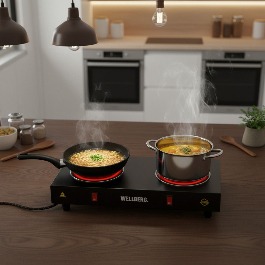 wellberg 2000W Portable Dual Burner Electric Stove - Double Coil Hot Plate for Home Use Electric Cooking Heater-picture-35