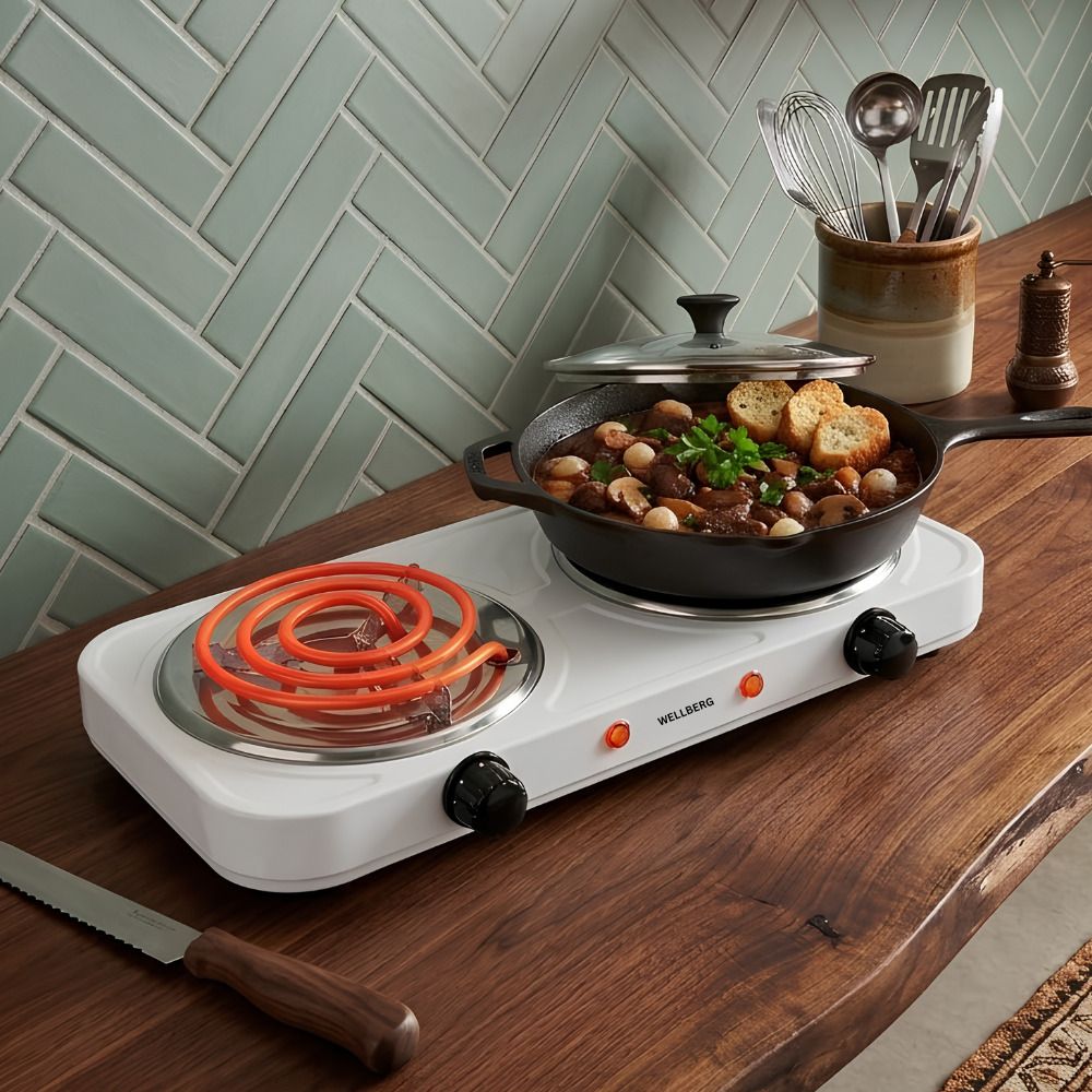 wellberg Dual Burner Electric Stove 2000W Portable Hot Plate for Kitchen Use Electric Cooking Heater-picture-27