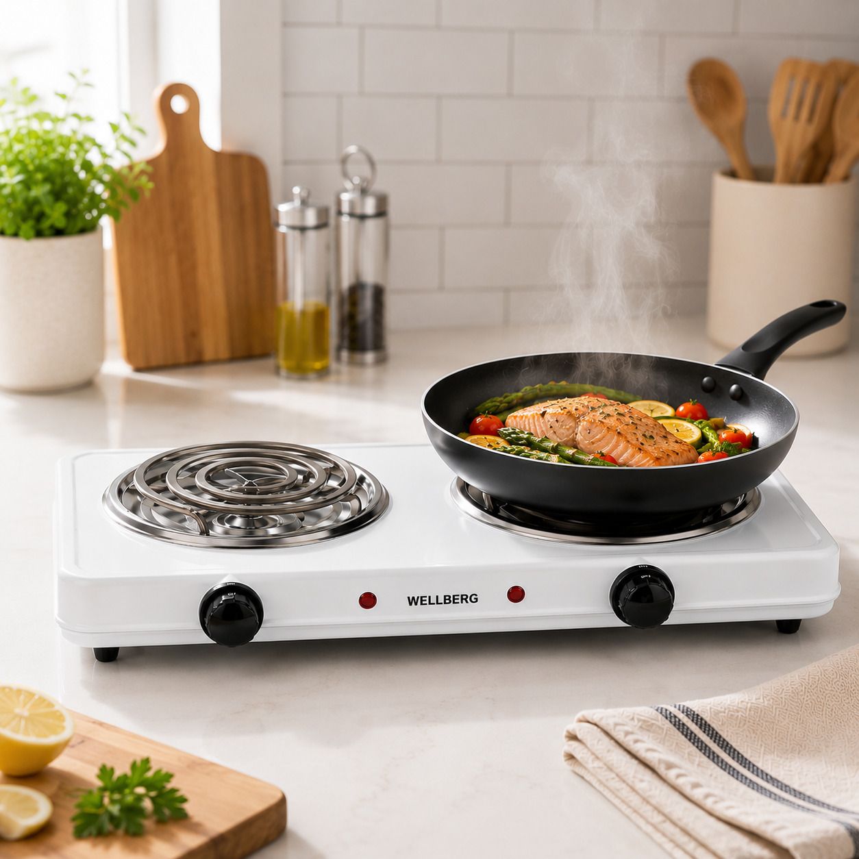 wellberg 2000W Portable Electric Double Coil Burner with Independent Controls Electric Cooking Heater-picture-25