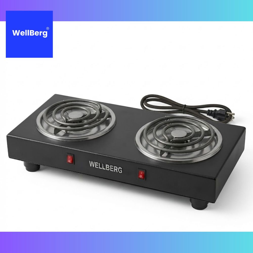 wellberg Dual Coil Electric Cooking Heater 2000W Portable Hot Plate for Kitchen Electric Cooking Heater-picture-1