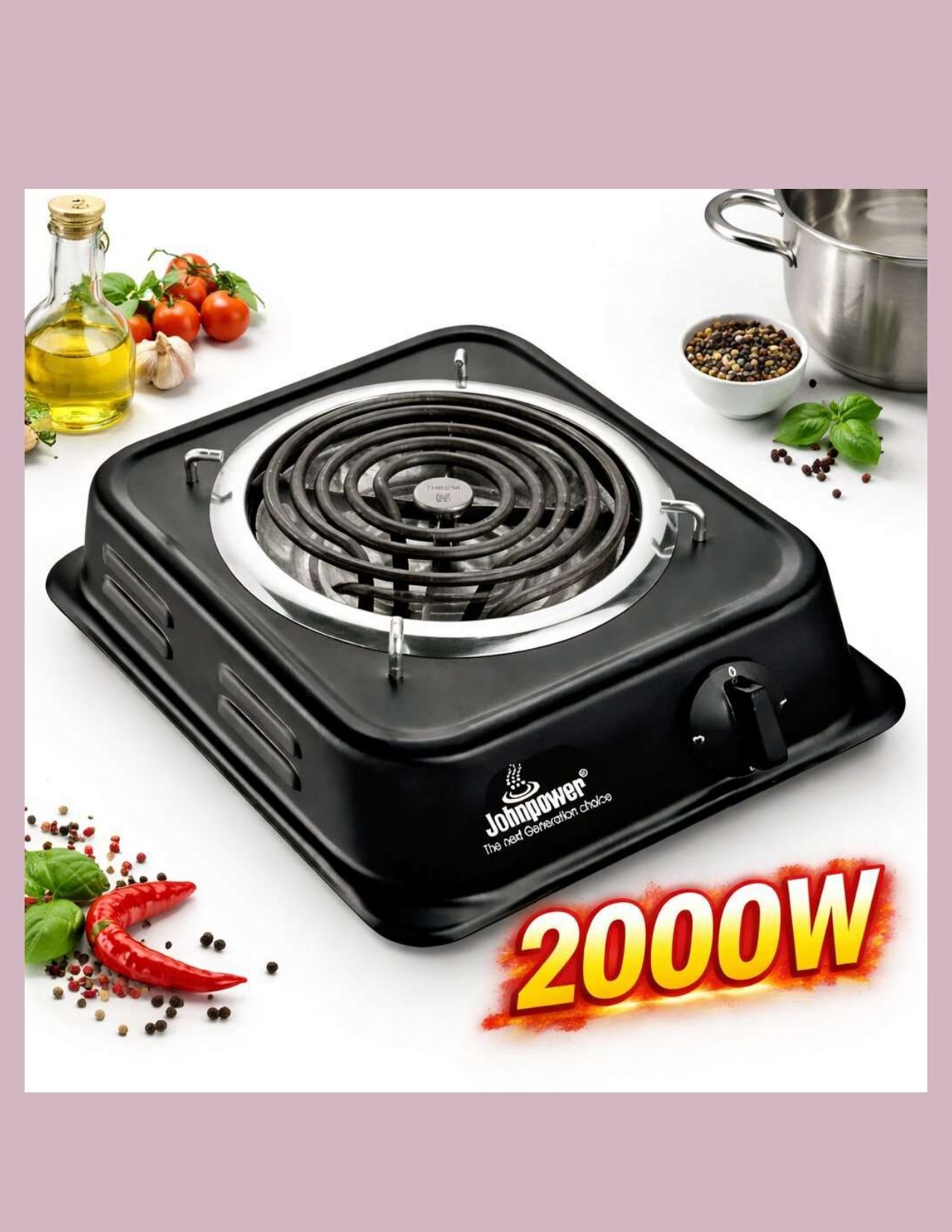 johnpower 2000w Black Hotplate-42 Electric Cooking Heater-picture-35