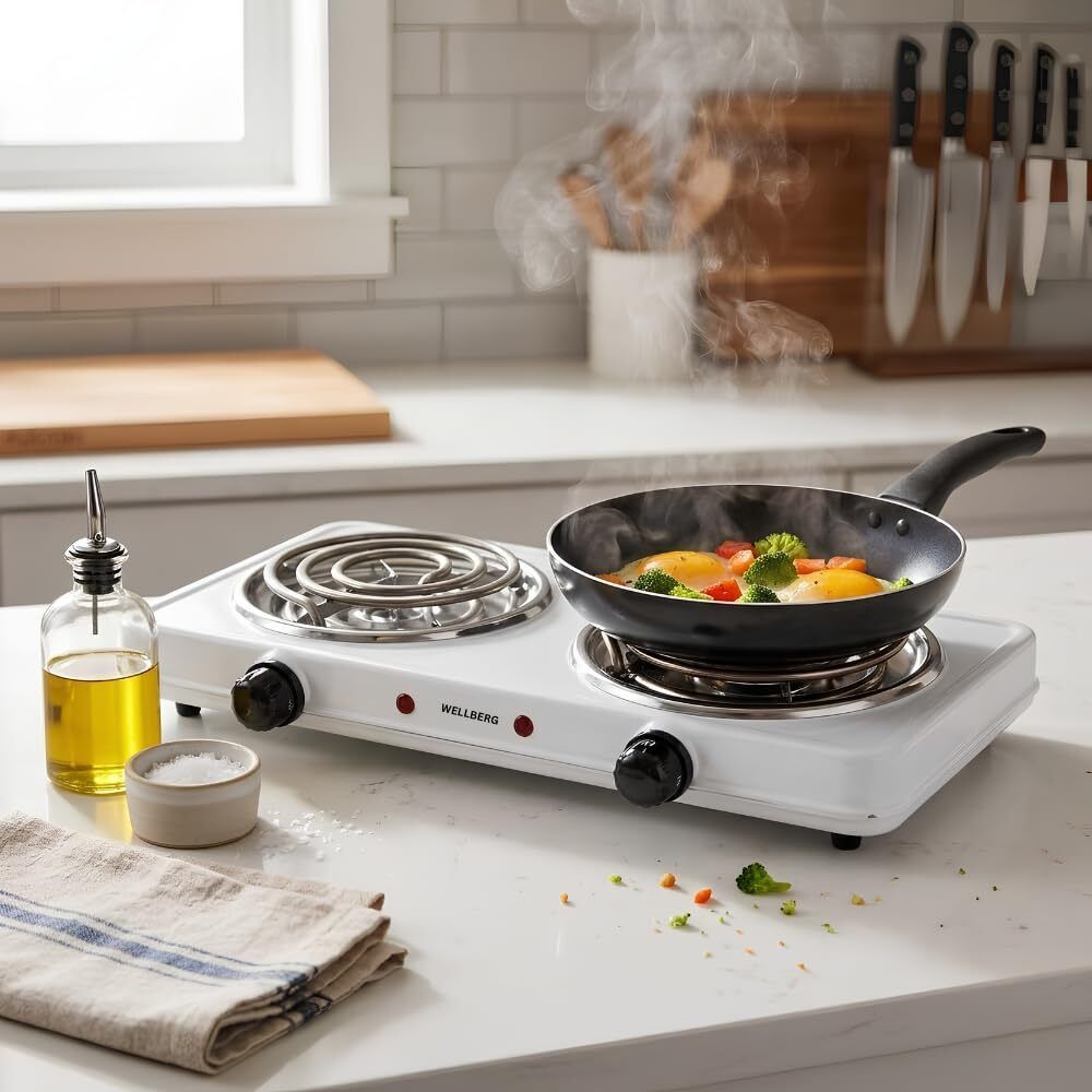wellberg Portable Electric Stove 2000W Double Burner Hot Plate Cooktop Electric Cooking Heater-picture-9