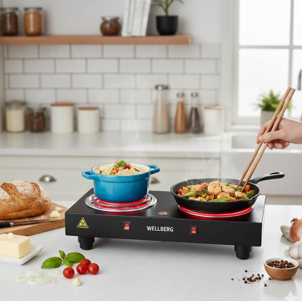 wellberg 2000W Double Hot Plate – Electric Stove with Independent Burner Switches Electric Cooking Heater-picture-18