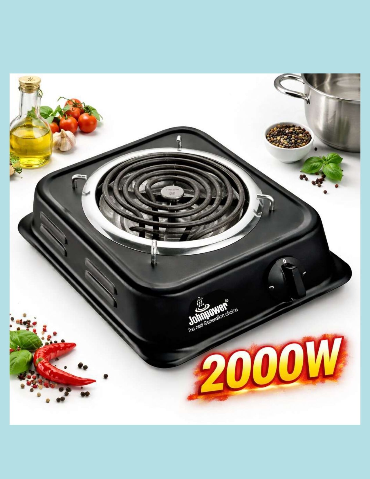 johnpower 2000w Black Hotplate-37 Electric Cooking Heater-picture-29
