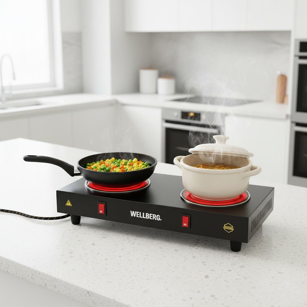 wellberg Reliable Dual Burner Electric Stove 2000W - Portable Coil Hot Plate for Students Electric Cooking Heater-picture-38