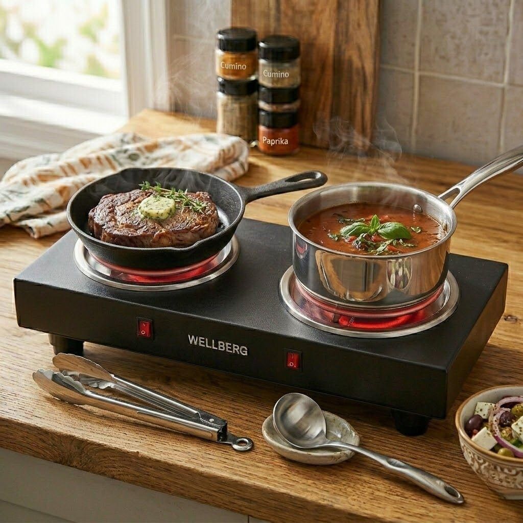 wellberg Dual Burner Hot Plate 2000W with Independent On Off Power Switches Electric Cooking Heater-picture-33