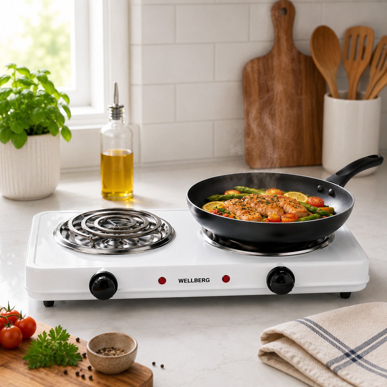 wellberg 2000W Electric Double Burner Cooktop with Adjustable Temperature Control Electric Cooking Heater-picture-23