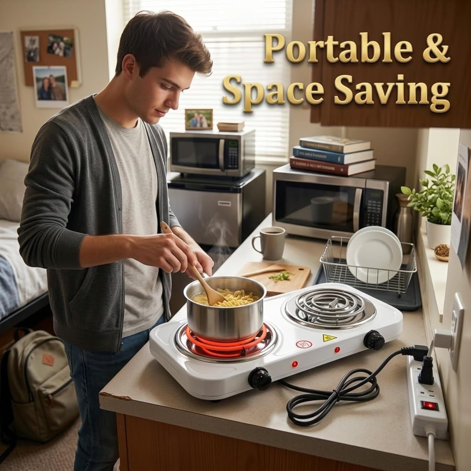 wellberg Portable Electric Double Burner Hot Plate with Heat Control Knob Electric Cooking Heater-picture-4