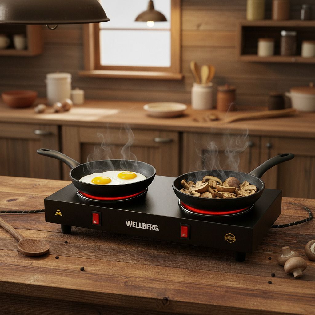 wellberg Portable Double Coil 2 Burner Electric Stove 2000W - Fast Heating Hot Plate for. Electric Cooking Heater-picture-33