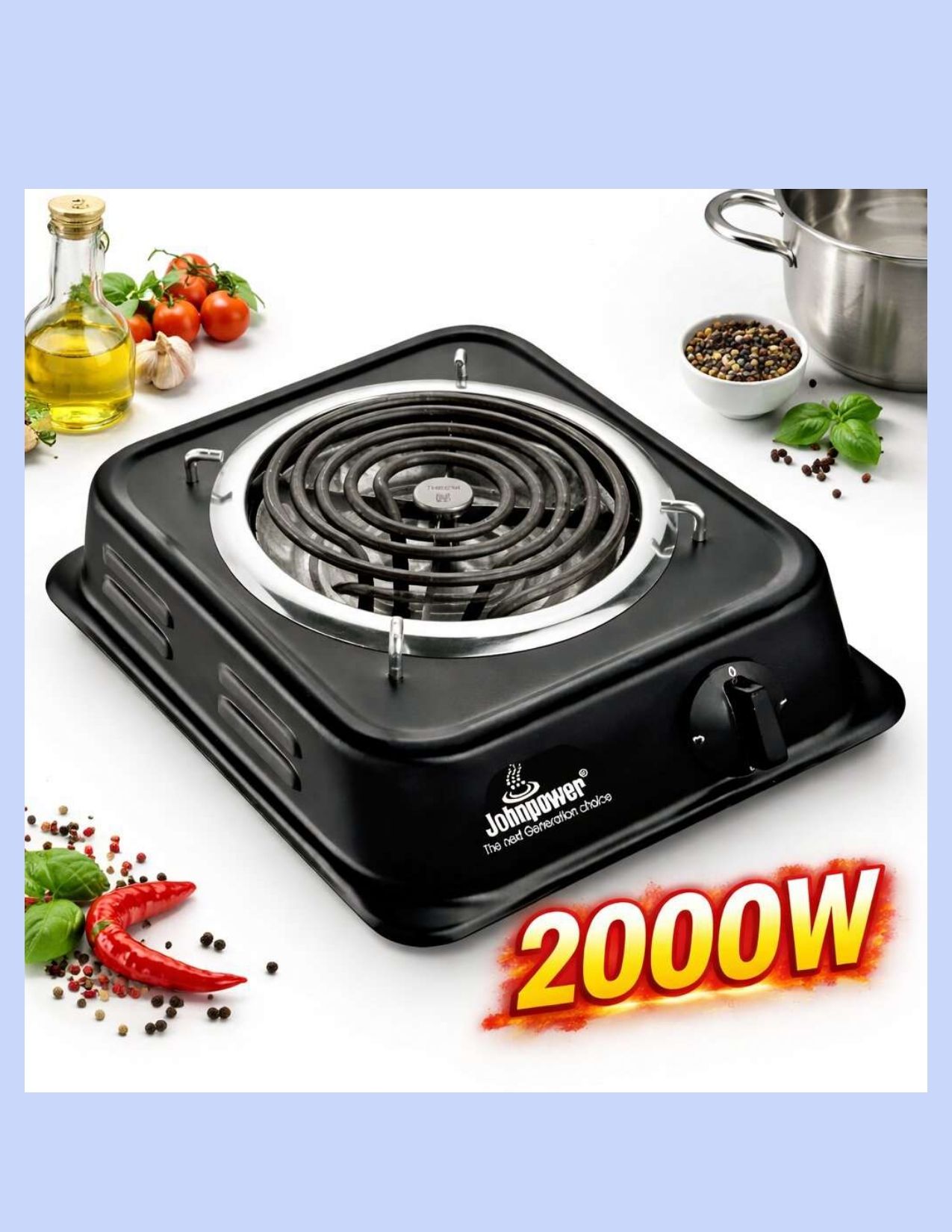 johnpower 2000w Black Hotplate-50 Electric Cooking Heater-picture-5