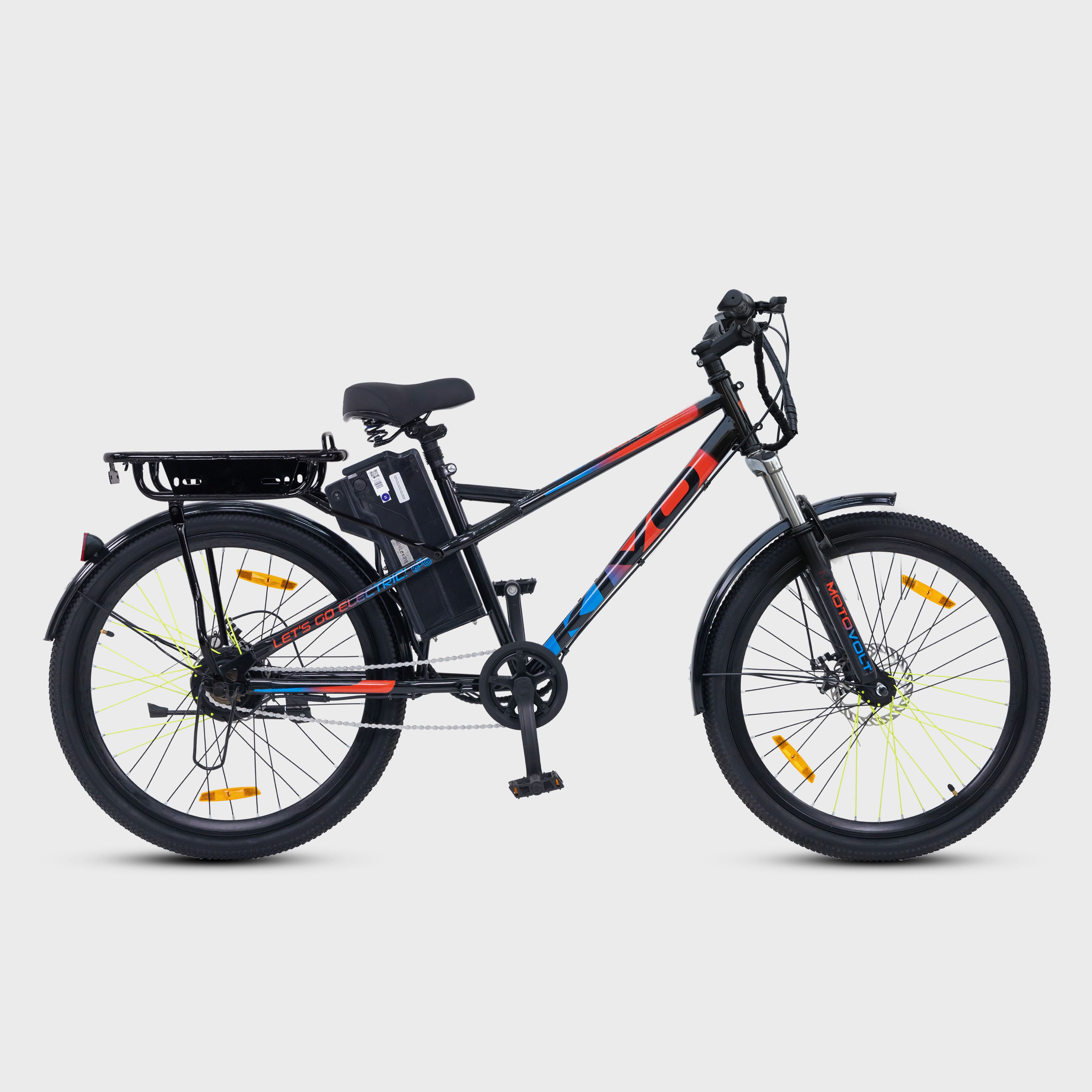 KIVO Lite Black Electric Bicycle with Extended Back Carrier 26 inches Single Speed Lithium-ion (Li-ion) Electric Cycle
