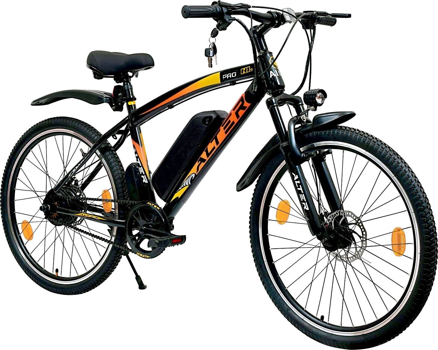 26" 002SPRO-HL ELECTRIC CYCLE, 95% PRE-ASSEMBLED WITH CHARGER (ORANGE & YELLOW) 26 inches Single Speed Lithium-ion (Li-ion) Electric Cycle