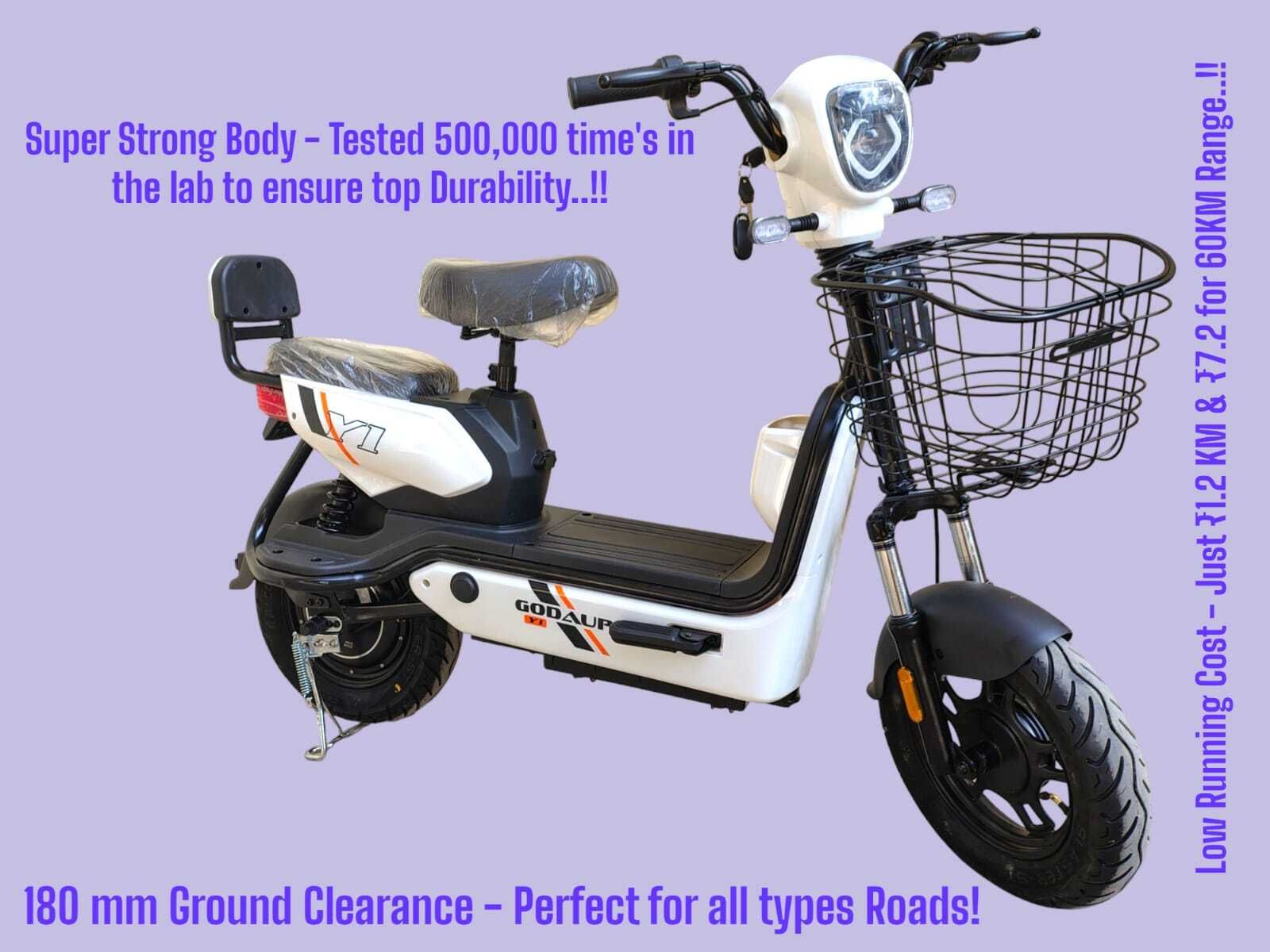 Y1_WHITE 10 inches Single Speed Lead-acid (SLA) Electric Cycle