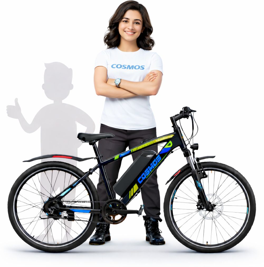 Cosmos 26 Inches Electric Cycle | 50 KM Range | 36V/10AH Battery | 250W Motor 26 inches Single Speed Lithium-ion (Li-ion) Electric Cycle