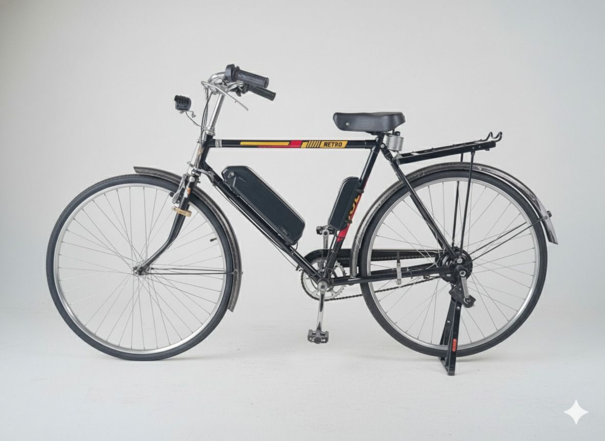 Retro Electric Bicycle, 36V/7.8Ah Lithium Battery, 40 km Range, 26 km/hr Speed 26 inches Single Speed Lithium-ion (Li-ion) Electric Cycle