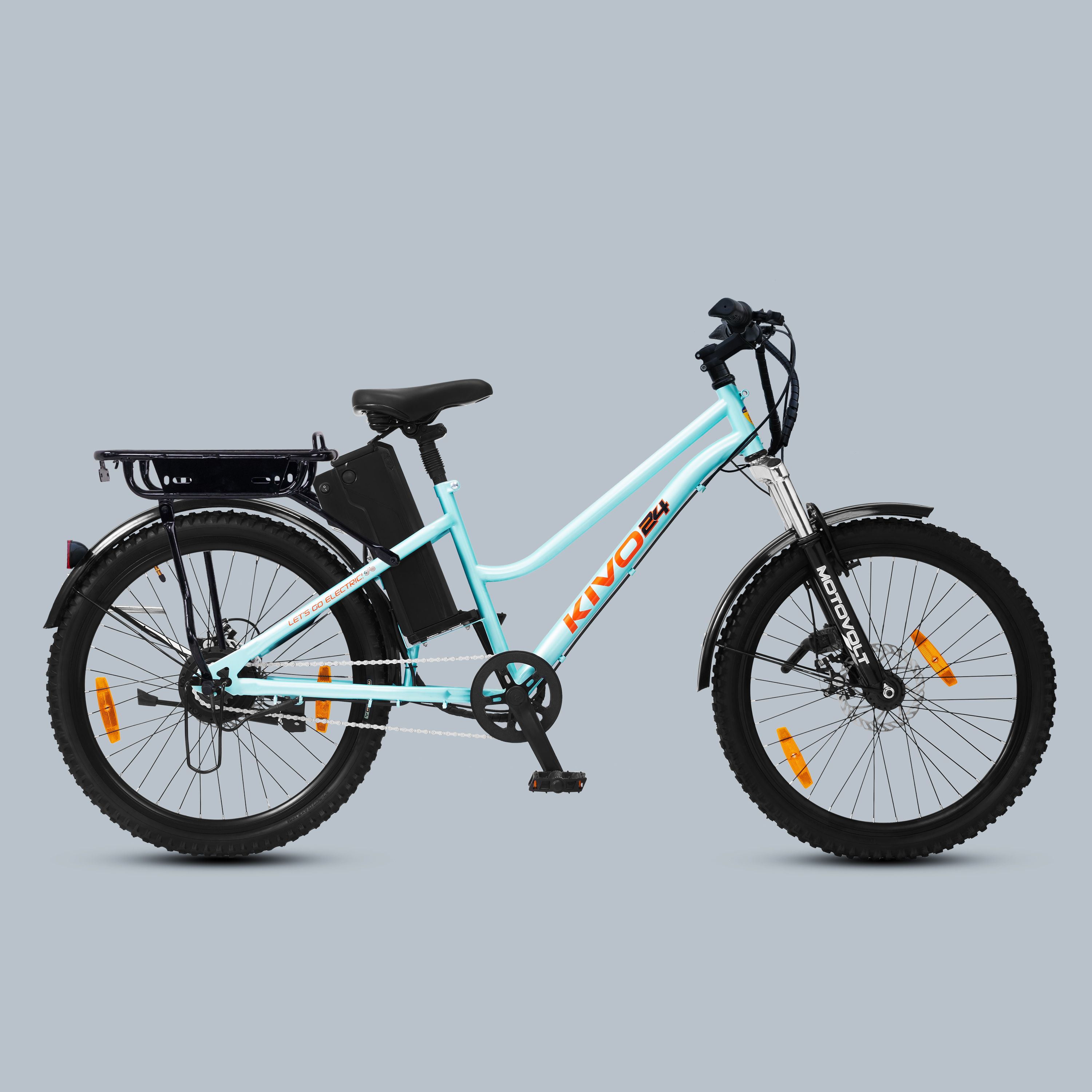 KIVO 24 Lite Aqua Electric Bicycle with Extended Carrier 24 inches Single Speed Lithium-ion (Li-ion) Electric Cycle