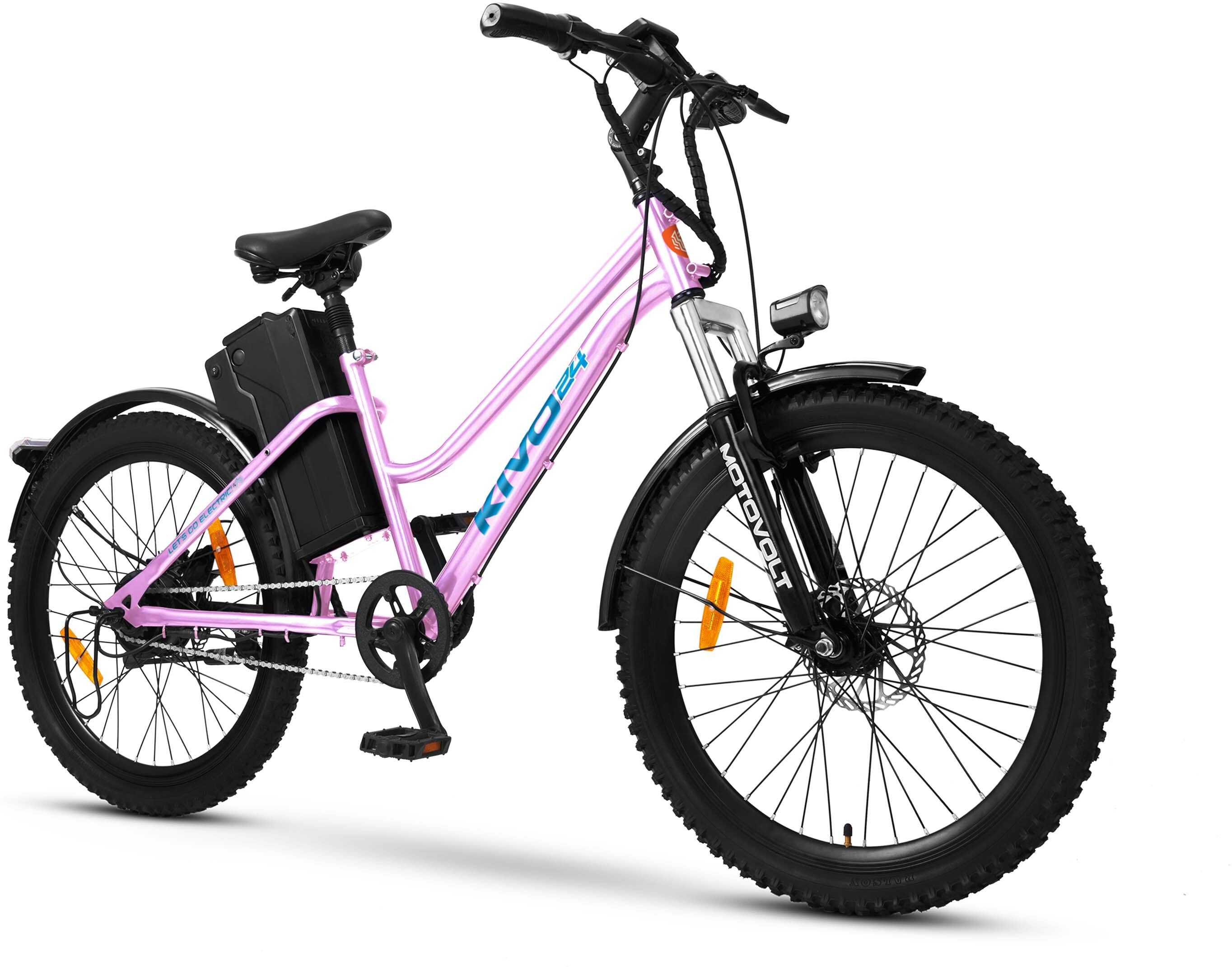 Kivo 24 Lilac upto 75 Km Range in PAS Mode 24 inches Single Speed Lithium Iron Phosphate Electric Cycle