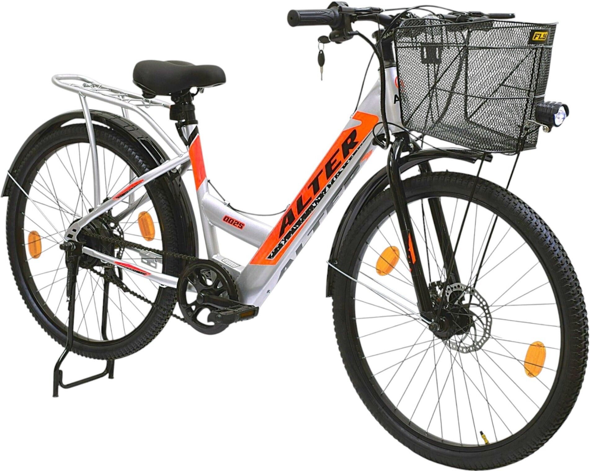 26" 002S-FLY MODEL ELECTRIC CYCLE,95% PRE-ASSEMBLED WITH CHARGER (Grey & Orange) 26 inches Single Speed Lithium-ion (Li-ion) Electric Cycle-image-20