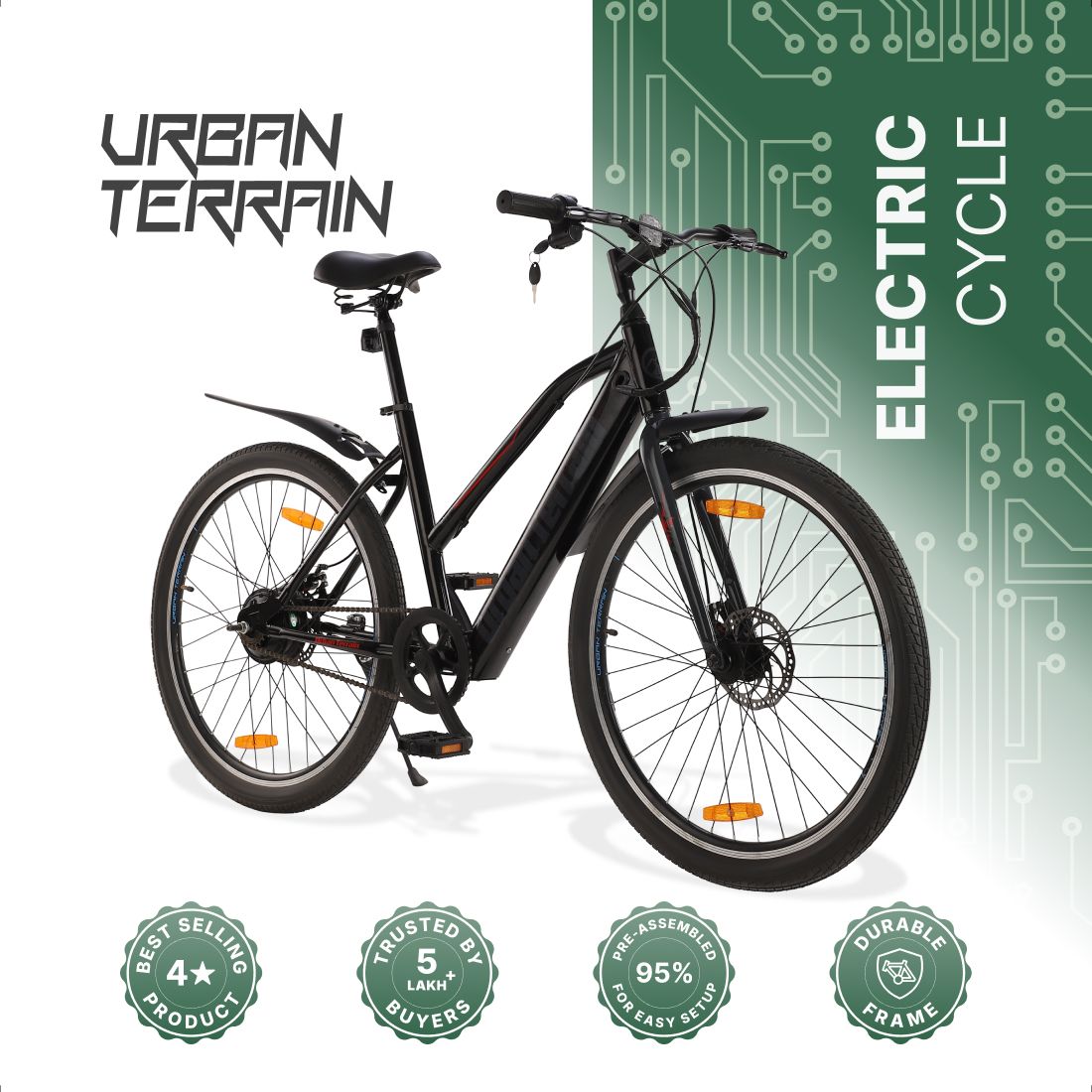 Bolton For Men/Women Ages 15+ Range 20+km |5.2 Ah Battery Cycles 27.5 inches Single Speed Lithium-ion (Li-ion) Electric Cycle-image-10