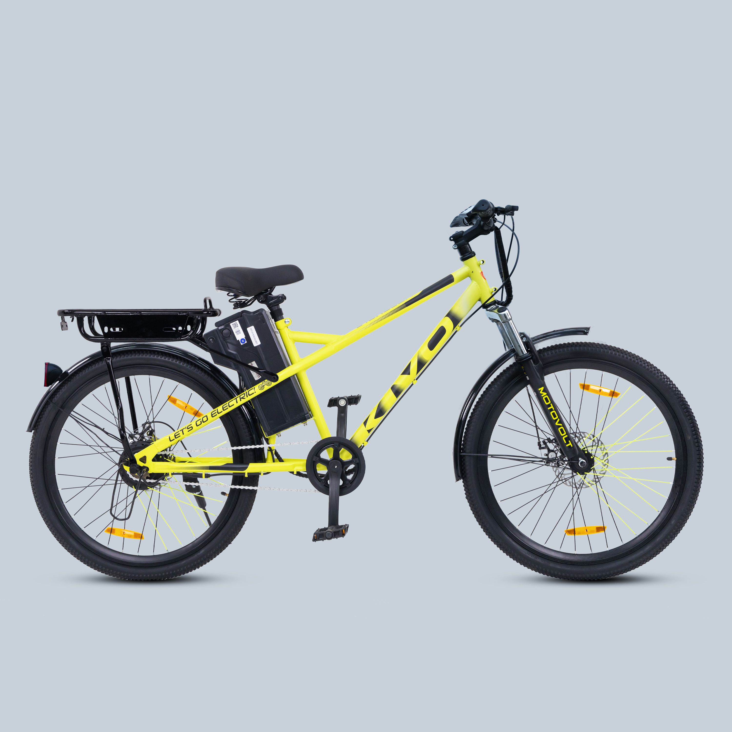 KIVO Lite Neon Electric Bicycle with Extended Carrier 26 inches Single Speed Lithium-ion (Li-ion) Electric Cycle