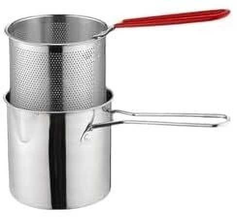 Small Deep Frying Pot with Basket 1200ml Stainless Steel Fryer Pot 1.2 L Electric Deep Fryer