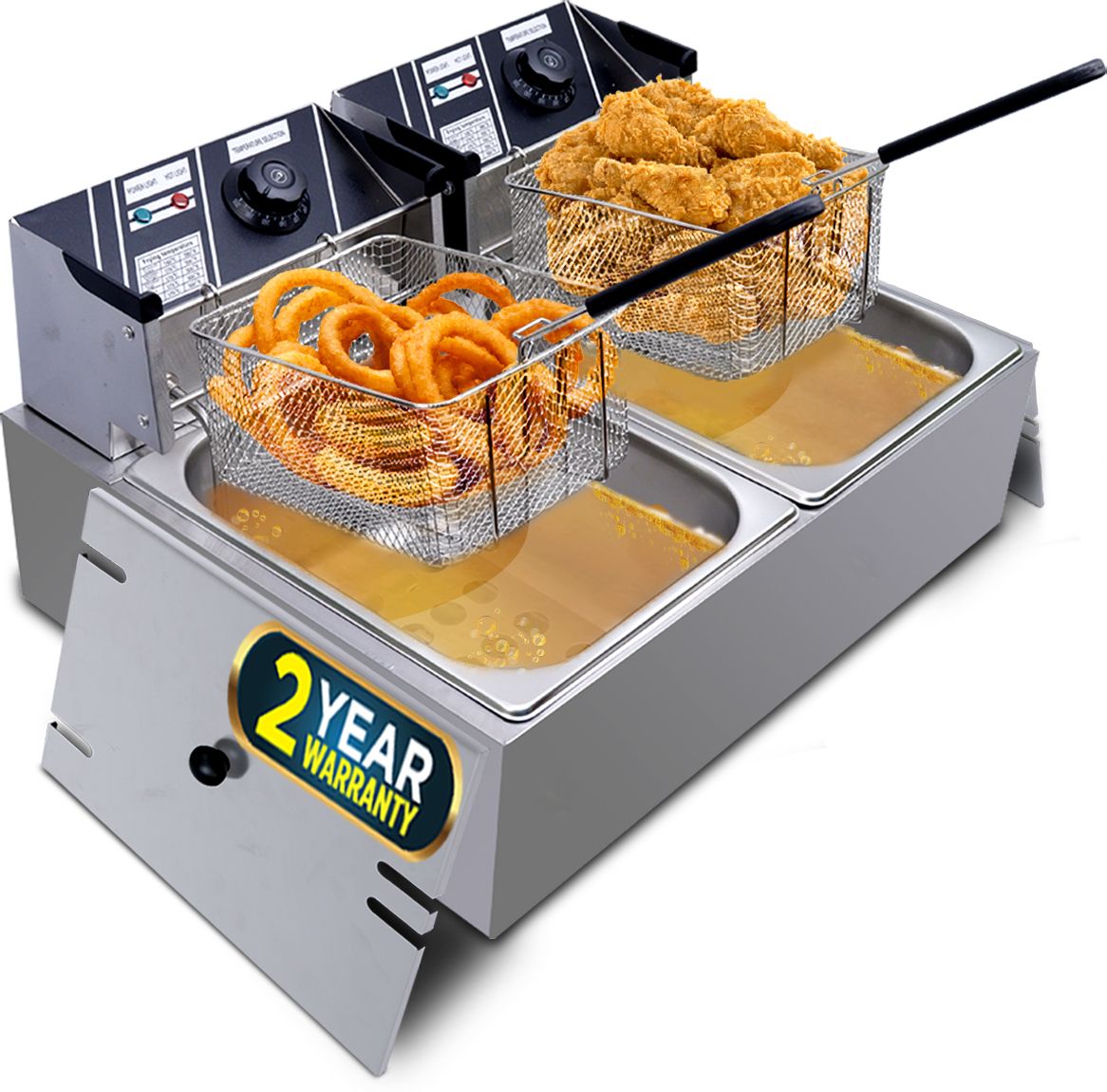 DF620M 12 Litre Stainless Steel 2500 Watt Deep Fryer, Double Tank, Temp Control, 12 L Electric Deep Fryer-image-12
