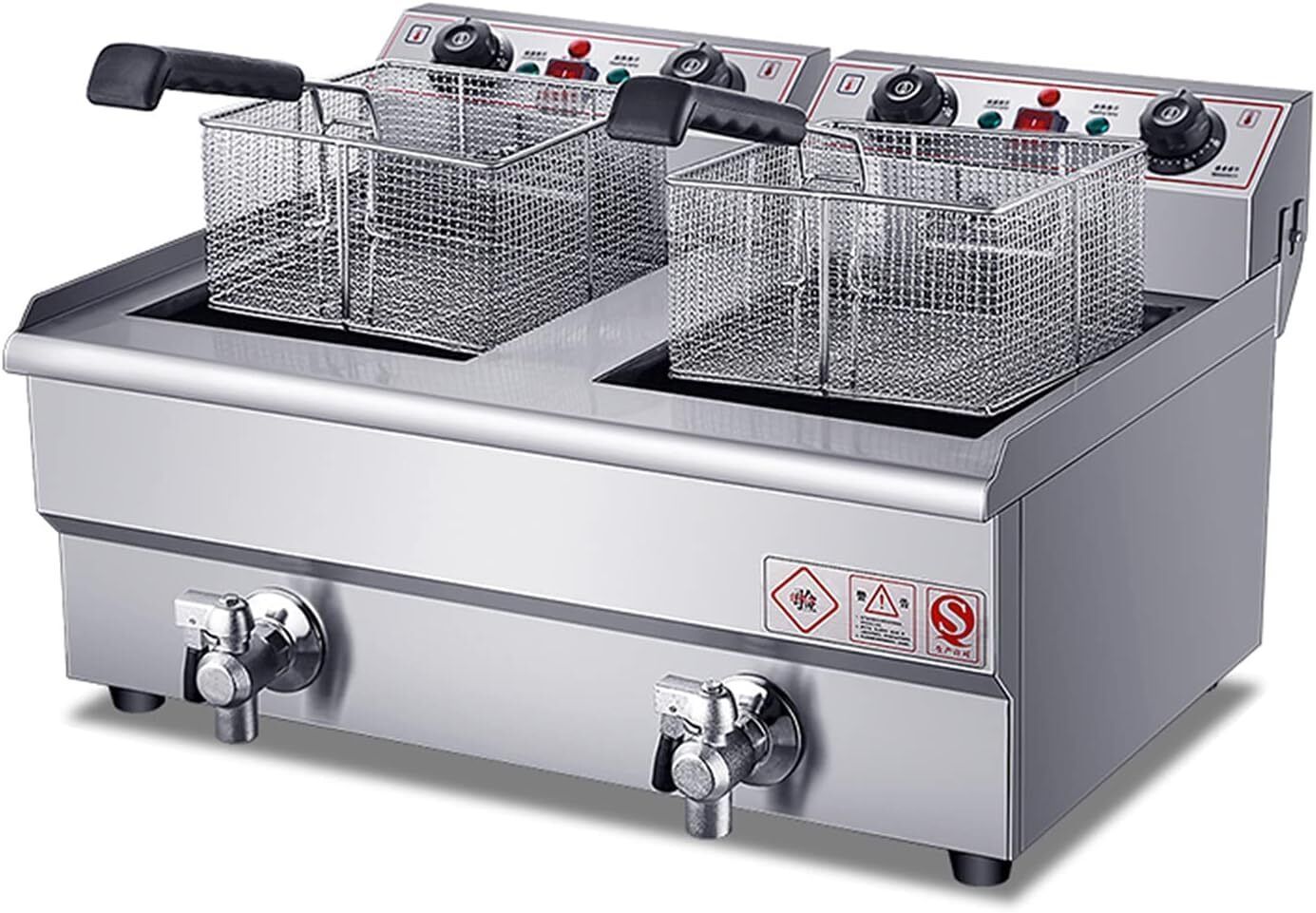 Electric Deep Fryer Dual Tank 24L | Stainless Steel | Oil Drain Valve | 12 L Electric Deep Fryer-image-45