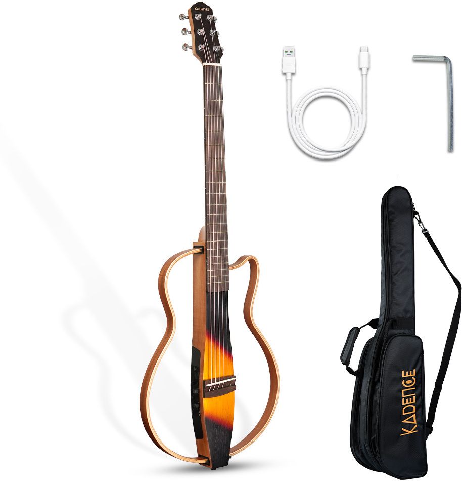 kadence SLAG10-BRN Touring Series | 3-band EQ, BT, 6.35mm Out, AUX In/Out | 39" Silent Electro-acoustic Guitar-picture-21