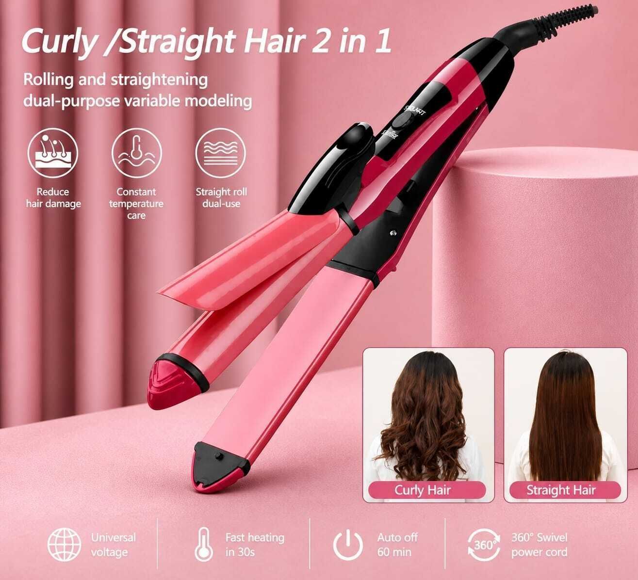 Graavis 2IN1 HAIR BEAUTY SET|WOMEN HAIR ROLL MACHINE| HAIR STREIGHTENER (Curler) C17 Electric Hair Curler-image-24