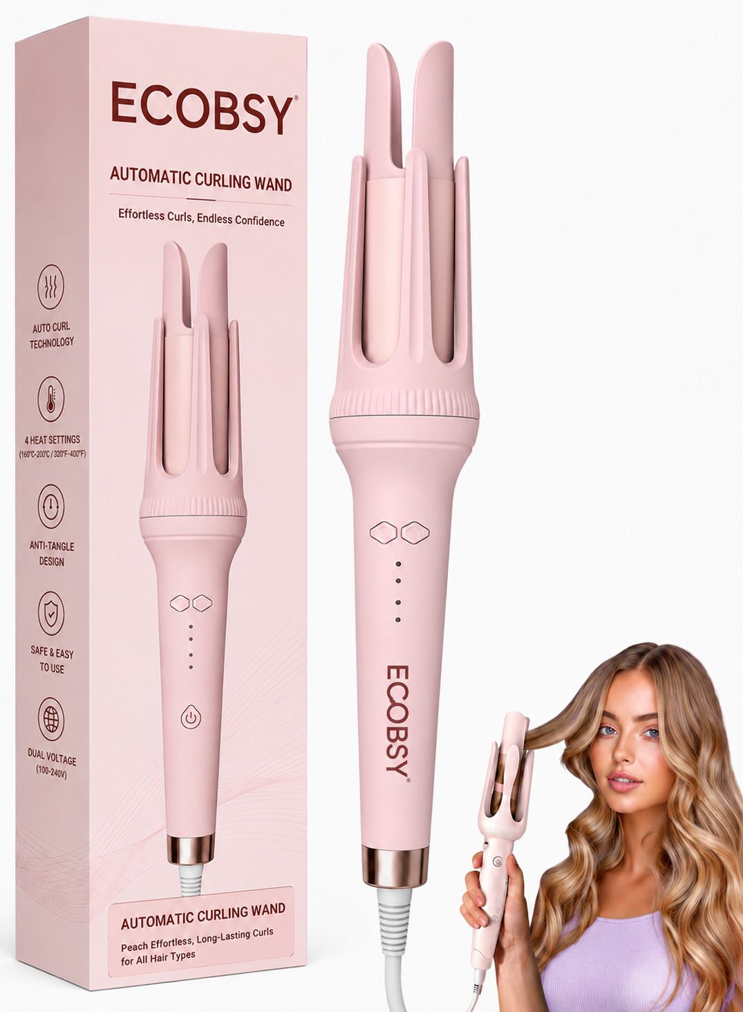 ECOBSY Automatic Hair Curler Effortless Hair Styling with Adjustable Temperature Electric Hair Curler-image-28