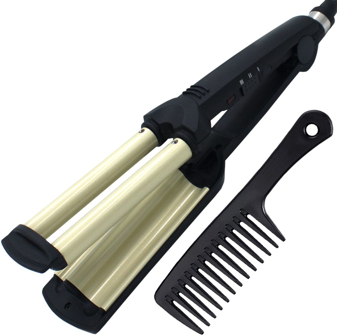 QGS 3-Barrel D2 Ceramic Coated Anti-Static Tangle-Free Curling Iron 45W Frizz-Free Electric Hair Curler-image-24