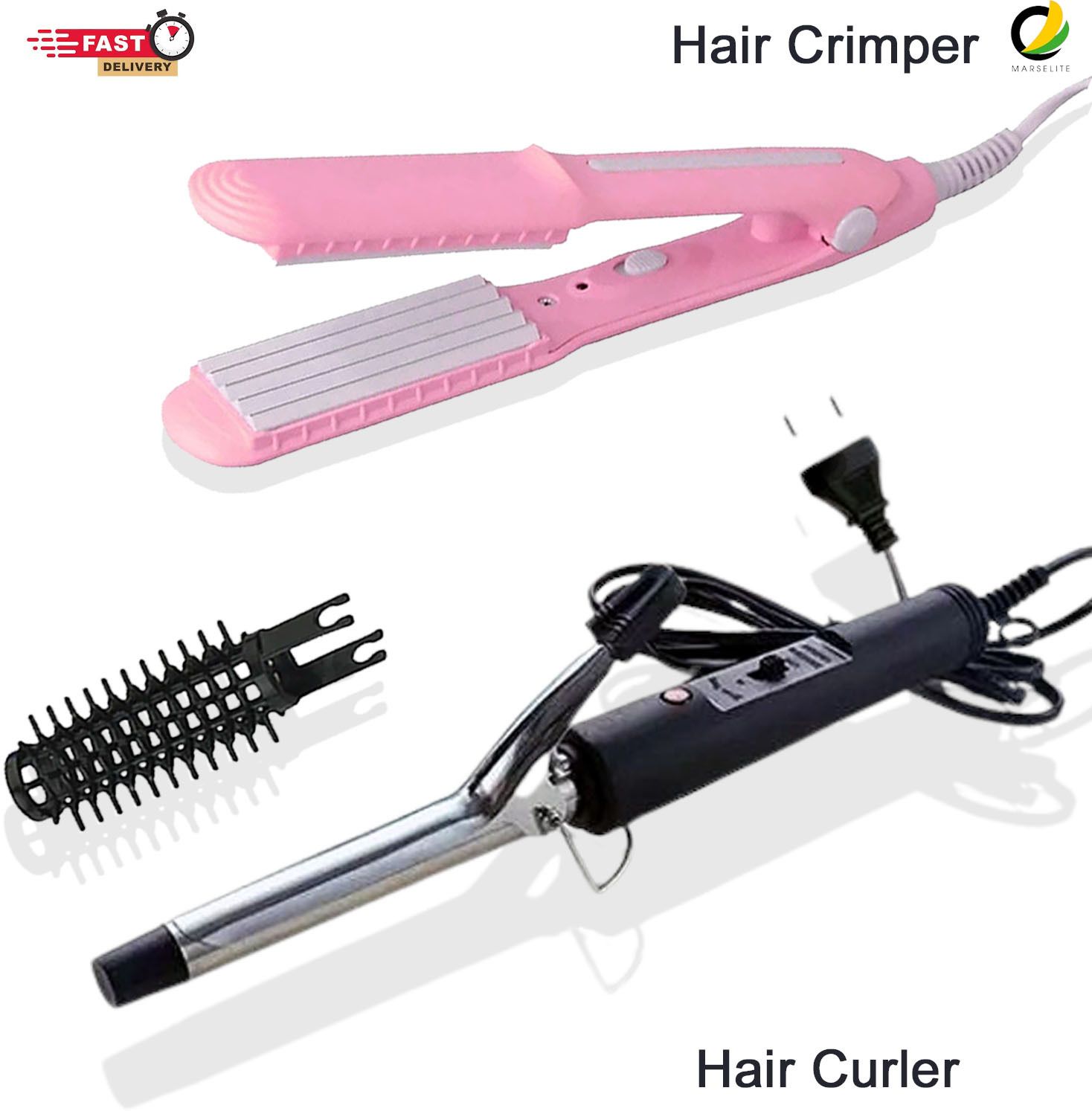 MARSELITE Combo of Hair Curler & Hair Crimper (Crimper+Curler) chool karlara Electric Hair Styler