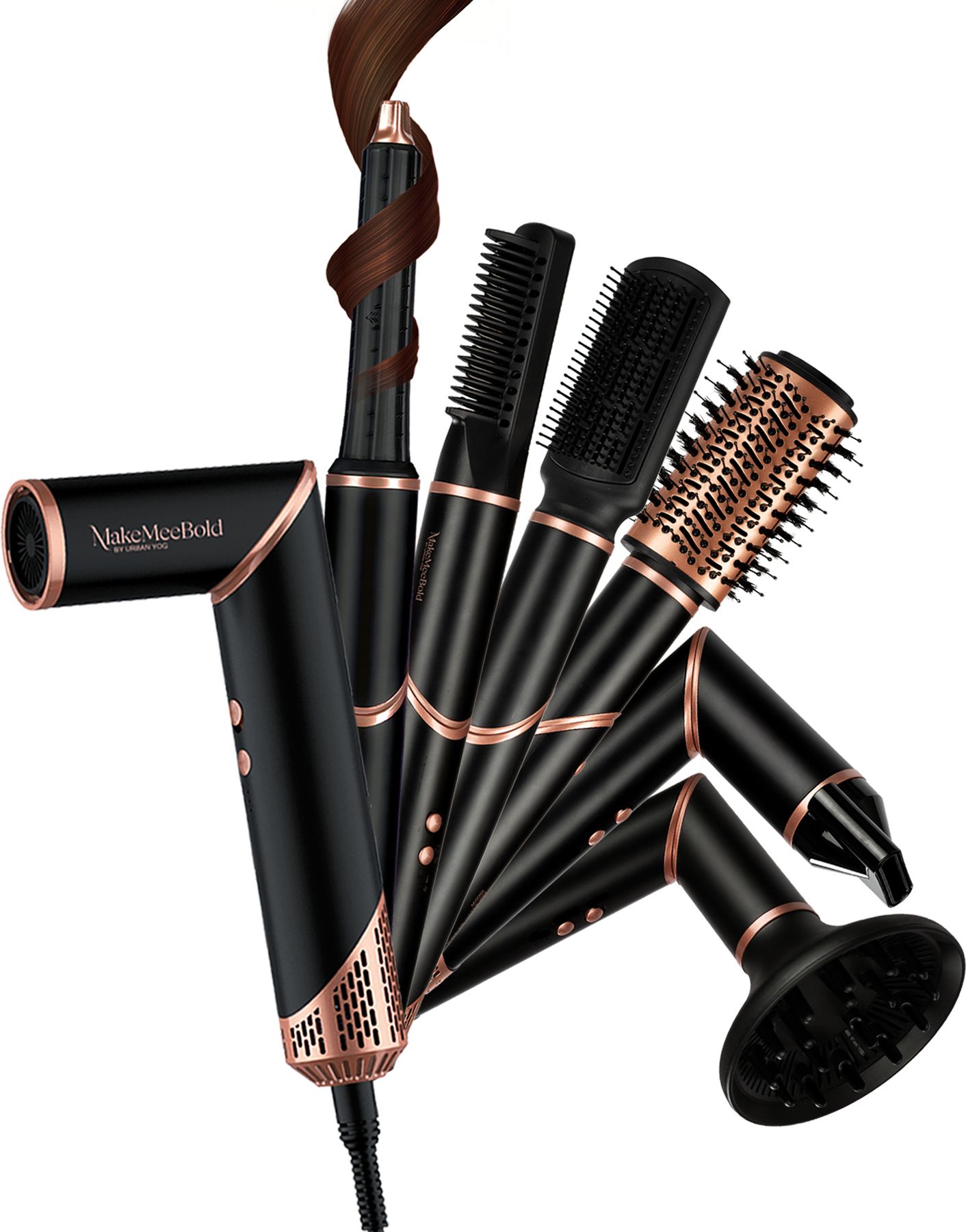 MakeMeeBold 7-IN-1 Multi Air Styler, Dryer, Diffuser, hot air brush, Air Curler Straightener Electric Hair Styler