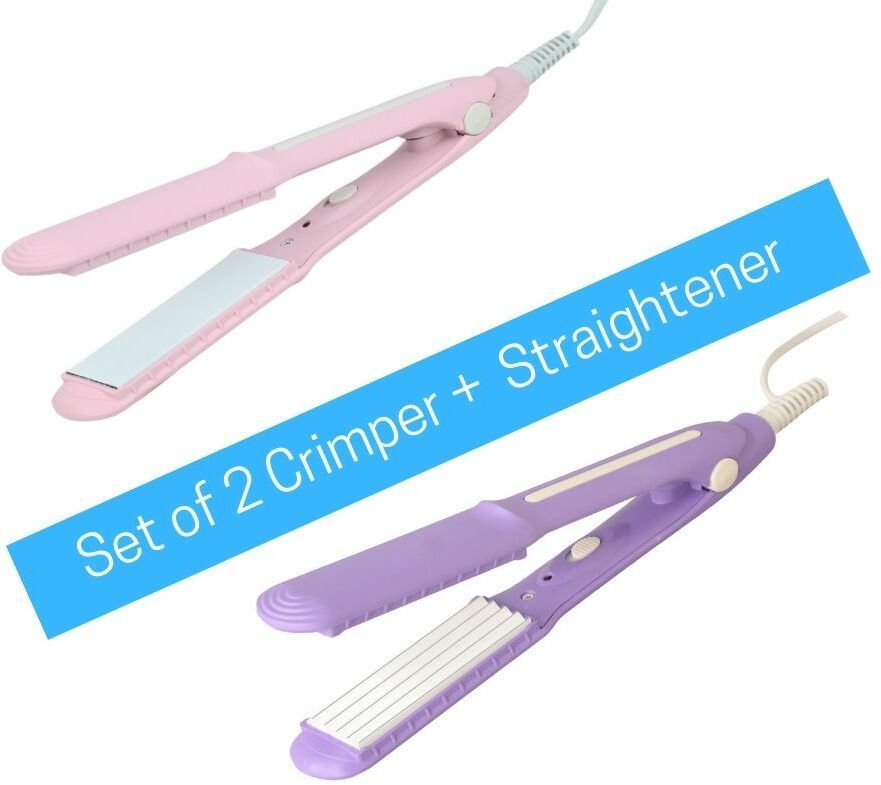 VG Set of 2 Mini Hair Crimper & Mini Hair Straightener for women Electric Hair Styler-image-38