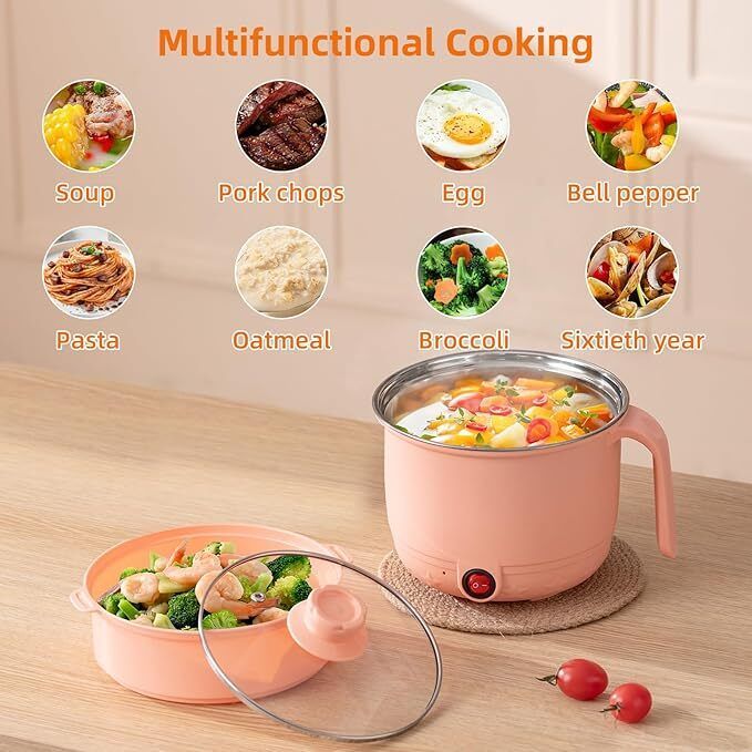 Electric Multifunction Cooking Pot 1.5 Litre Multi-Purpose Cooker Egg Boiler, Egg Cooker, Food Steamer, Rice Cooker, Slow Cooker, Travel Cooker, Deep Fryer-image-19