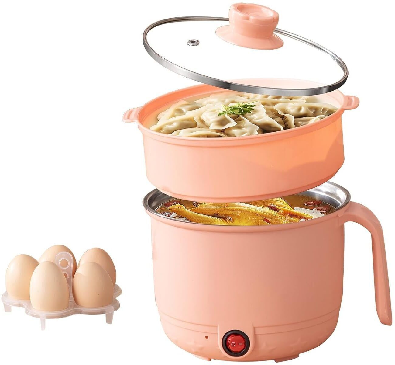 Multipurpose Electric Cooking Pot with Steamer Non-Stick Inner Steel Rice Cooker Multi Cooker Electric Kettle