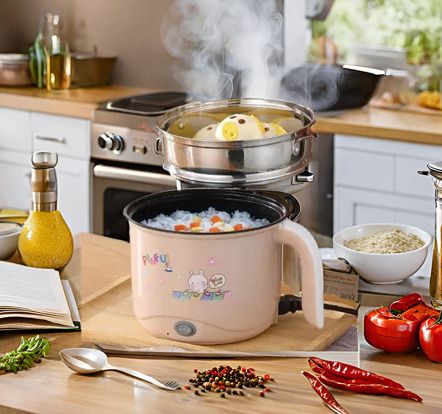 Multicolor Multi Electric Cooker Pot 1.8 L, 3-In-1 500W, Glass Lid With Steamer Multi Cooker Electric Kettle-image-39