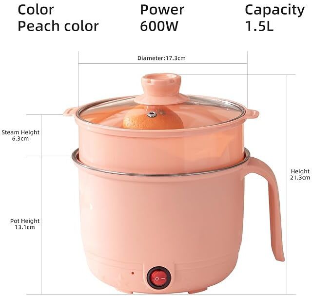 POT1.5LPINK Electric Cooker Air Fryer, Deep Fryer, Egg Boiler, Egg Cooker, Rice Cooker, Slow Cooker, Travel Cooker-image-24