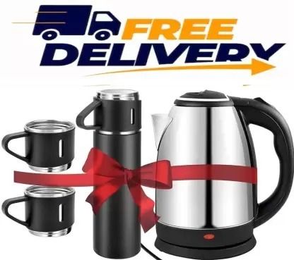 Electric Kettle & Vacuum Flask Set (500ml,Multicolor) With 3 coffee Mug, SE5412 Electric Kettle-image-18