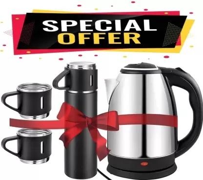 Combo of Electric Kettle & Thermo Vaccum Flask Set (Insulated,500ML)TM-5 Electric Kettle