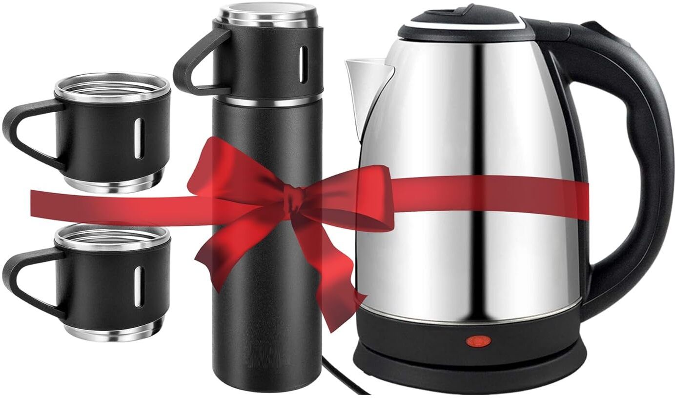 Electric Kettle & Vacuum Flask Set (500ml,Multicolor) With 3 coffee Mug , Electric Kettle-image-20