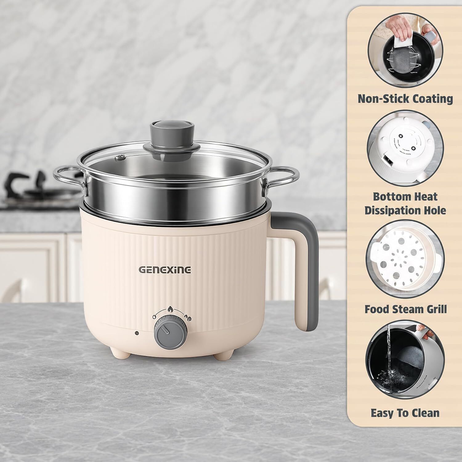 GENGXING1.5 L Multipurpose Electric Cooker with Steamer Electric Kettle-image-41