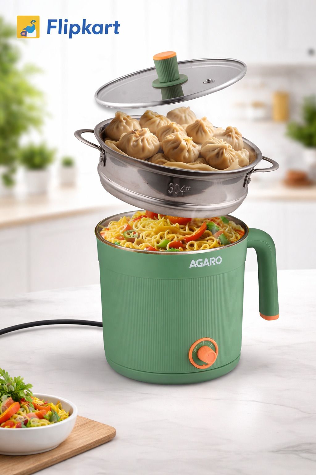 Regency Multi Cook Kettle With Steamer, Double Layered Body, green Multi Cooker Electric Kettle-image-35