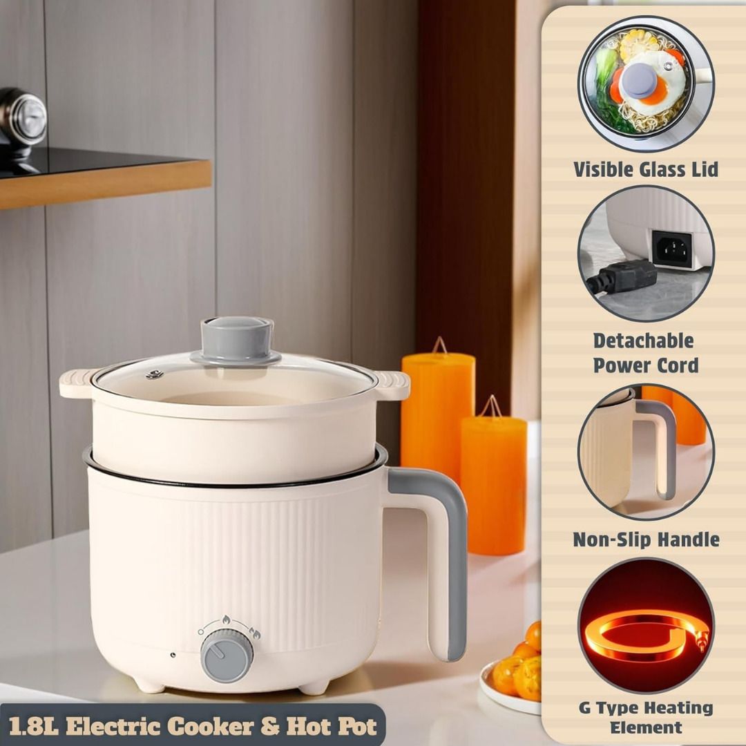 Electric Cooker / Multi-Functional Hot Pot with Steamer Round Electric Pan-image-12