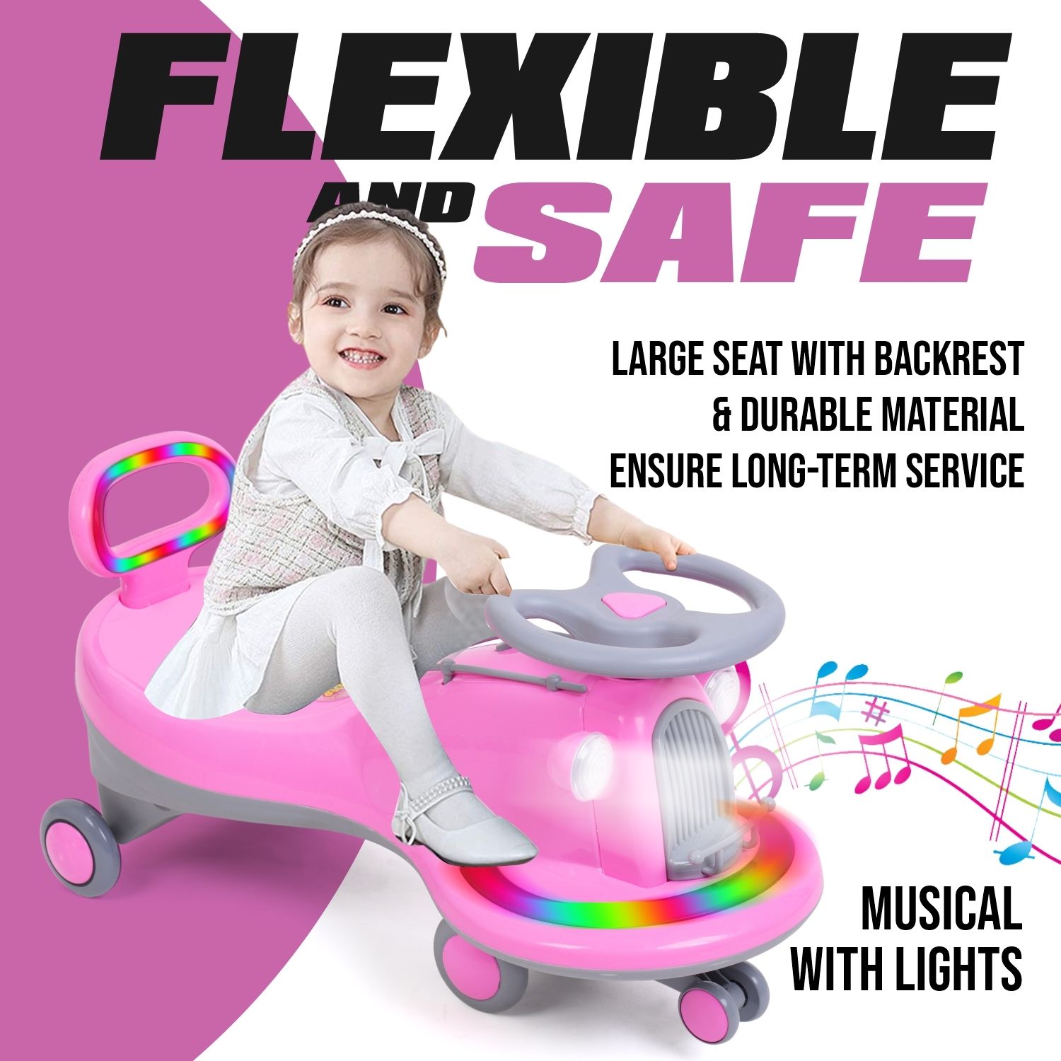 Train Car Front & Back Lights with Music kids magic swing car 100KG WEIGHT CAP-image-29